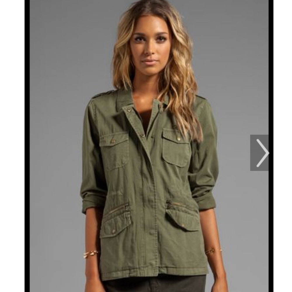 Lily Aldridge military green canvas jacket fall